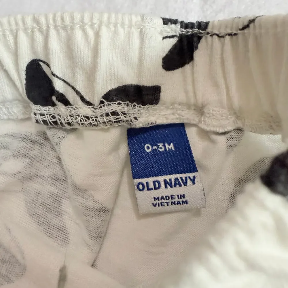 Old Navy Baby Shorts Shorties Black White Orca Whale Print 0-3 Months Boy Girl